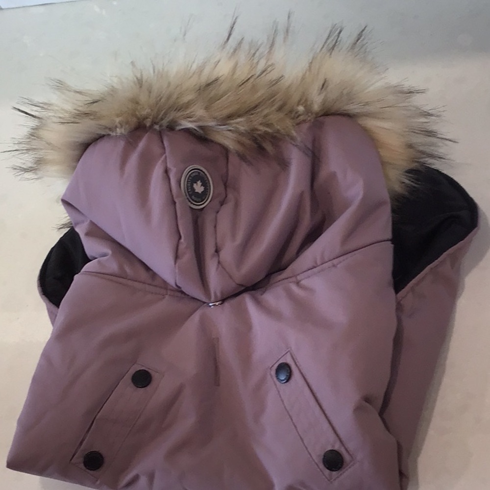 Noize Purple large-X-Large dog parka with Faux Fur Trim